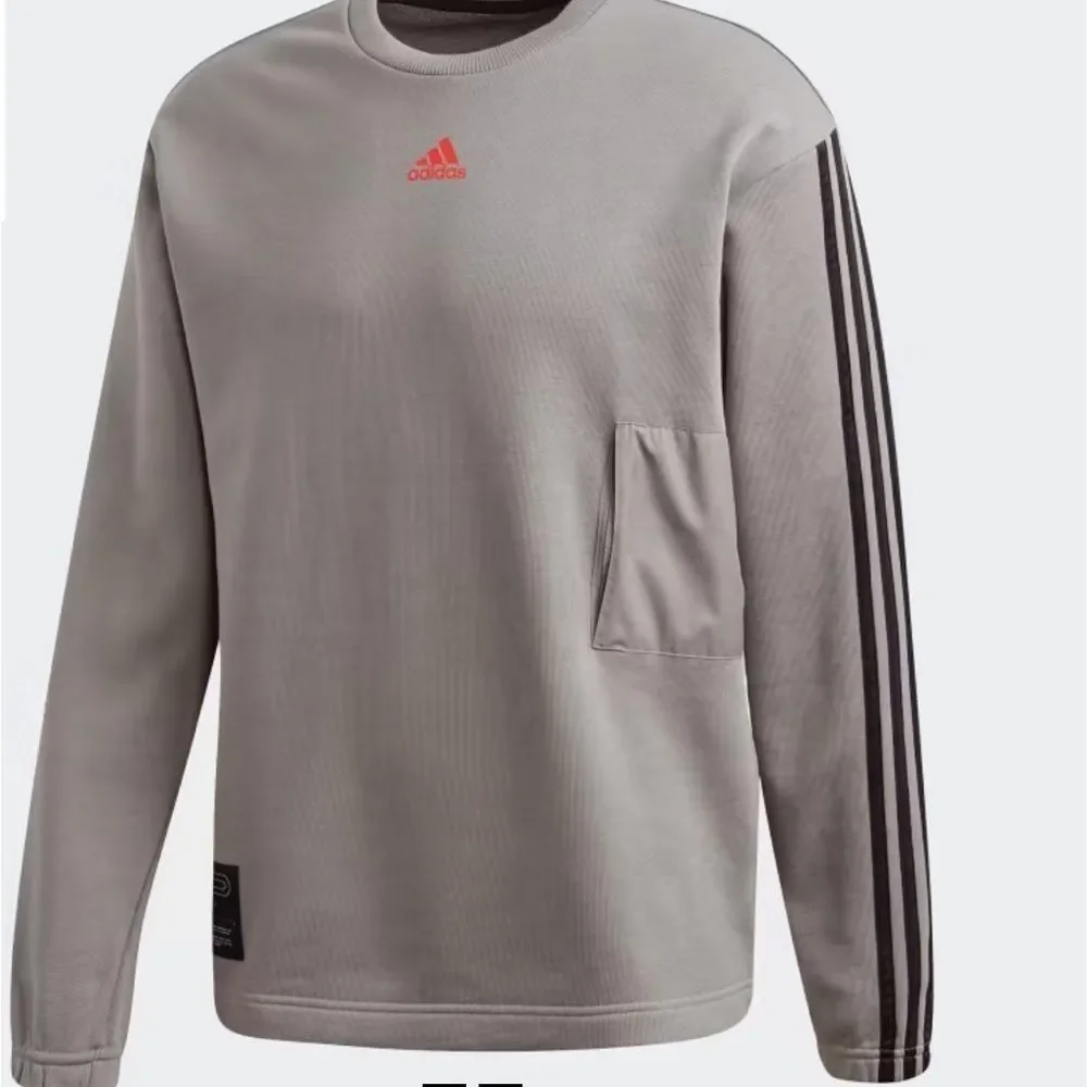 Crewneck Sweatshirt ID Crew Adidas Gray XL Sweatshirt with Map Details